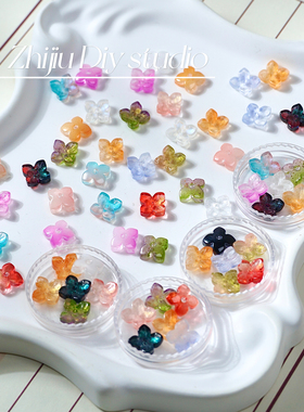 8mm中孔绣球花琉璃四叶花瓣