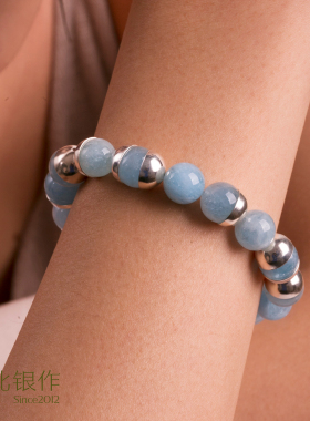 如此银作原创S925银海蓝宝手串