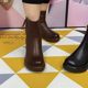 Platform thick-soled women's shoes 2023 autumn and winter new retro genuine leather women's boots plus velvet to keep warm and versatile British style Martin boots