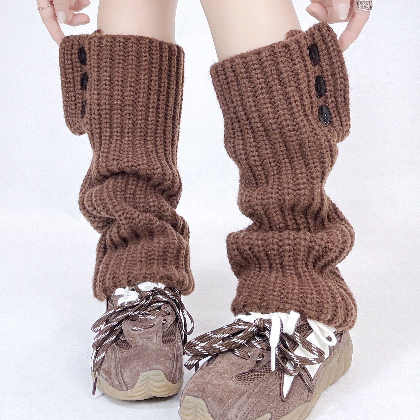 韩版秋冬季新款加厚保暖袜套女个性粗针毛线款纽扣饰品显瘦堆堆袜,淘宝优惠券,粉丝福利购,淘宝优惠卷