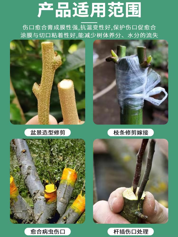 树木伤口愈合剂 植物果树嫁接盆景树桩涂补 剂绿材苗木切口封口膏 - 图2