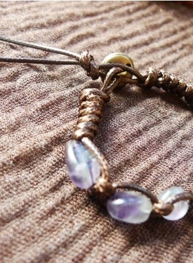 貔貅阁珠宝【生如夏花】天然彩虹萤石水晶原石手作蜡绳编织手链