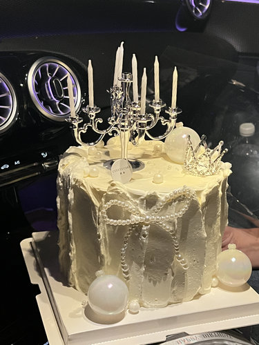 网红复古欧式银色烛台蛋糕装饰摆件女神仙女生日装扮烘焙插件配件 - 图1