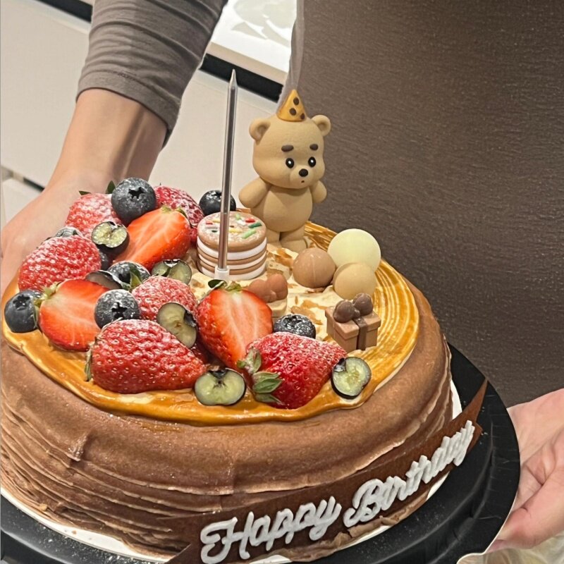 Blowing candle dark bear cake decoration ornaments