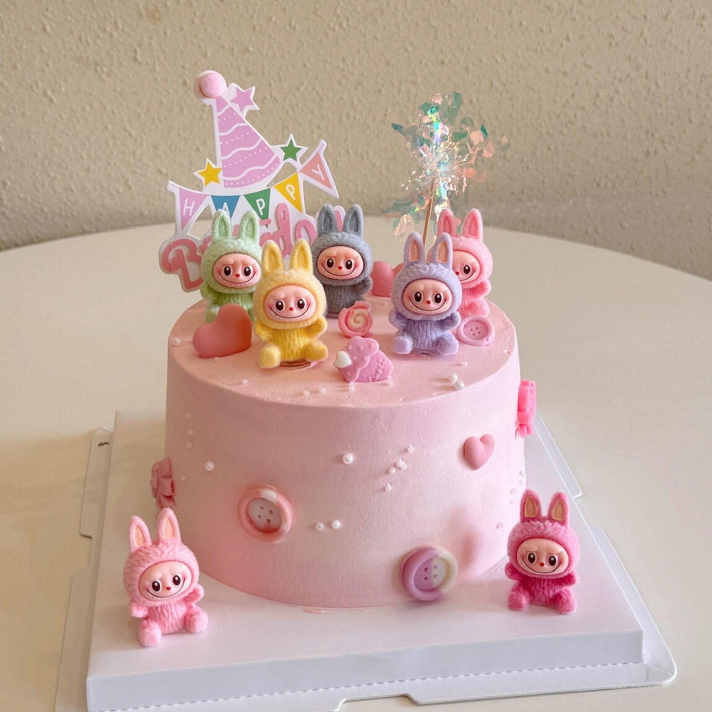 卡通布布bubu蛋糕装饰摆件坐姿小兔子生日快乐灯儿童甜品台烘焙,淘宝优惠券,粉丝福利购,淘宝优惠卷