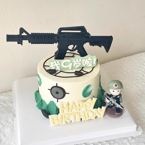 和平精英吃鸡蛋糕装饰特种兵机枪坦克飞机火箭炮弹车男孩生日摆件 - 图0