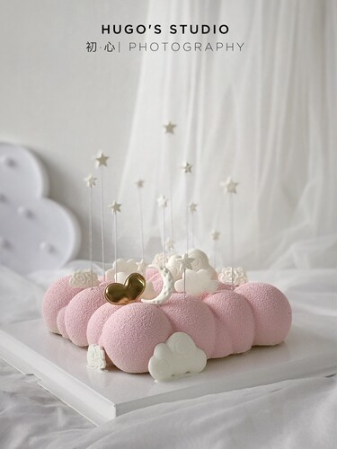 毛球云朵蛋糕装饰摆件白云月亮星星小花10个装烘焙插件插牌配件 - 图1