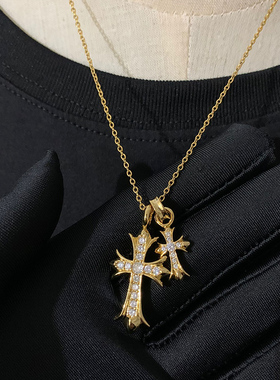 网红同款复古时尚18k镶满钻项链