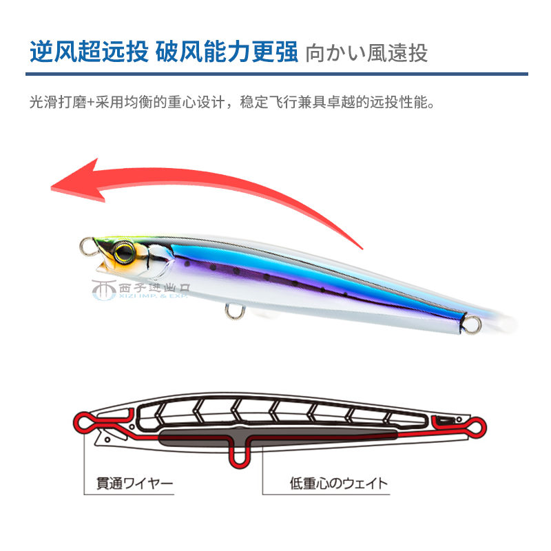 日本杜尔乐DUEL超远投铅笔F1207 F1196海鲈鱼淡水海钓大物硬鱼饵 - 图1