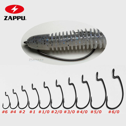 ZAPPU日本扎普鲈鱼宽腹曲柄钩wacky钩路亚软饵软虫黑坑野钓鲈钓钩 - 图2