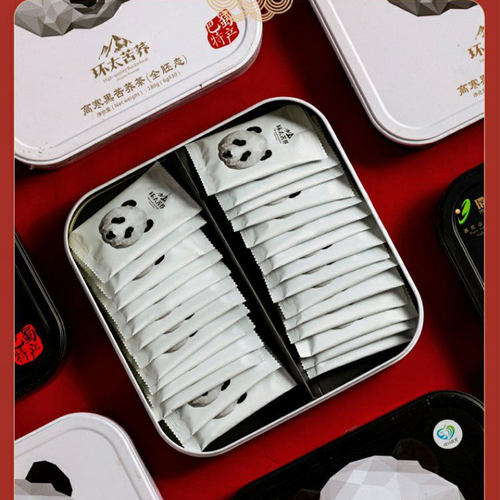 环太苦荞茶四川茶叶大凉山黑苦荞茶超微全胚铁盒装180g礼品茶 - 图1