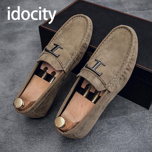 豆豆鞋男2025春季新款懒人休闲鞋磨砂皮鞋软底透气时尚潮流套脚鞋 - 图1