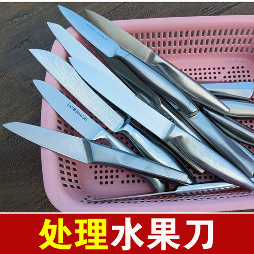 库存处理不锈钢一体钢无缝手柄水果刀家用瓜果削皮万用刀外贸尾货 - 图0