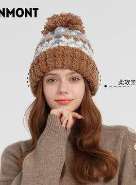 卡蒙女士圈圈纱羊驼毛针织帽