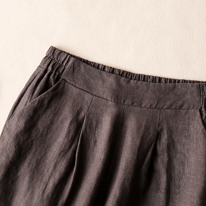 亚麻阔腿裤夏九分小个子宽松休闲裤 斐娜服饰休闲裤