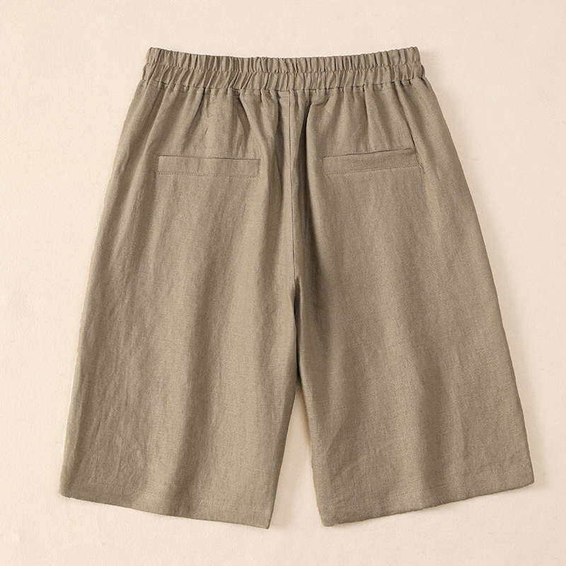 亚麻五分裤女夏宽松新款棉麻短裤 斐娜服饰休闲裤