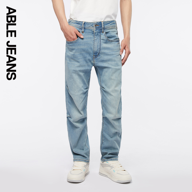 ABLE JEANS【直筒滑板裤】男士休闲直筒宽松水洗牛仔裤 - 图0