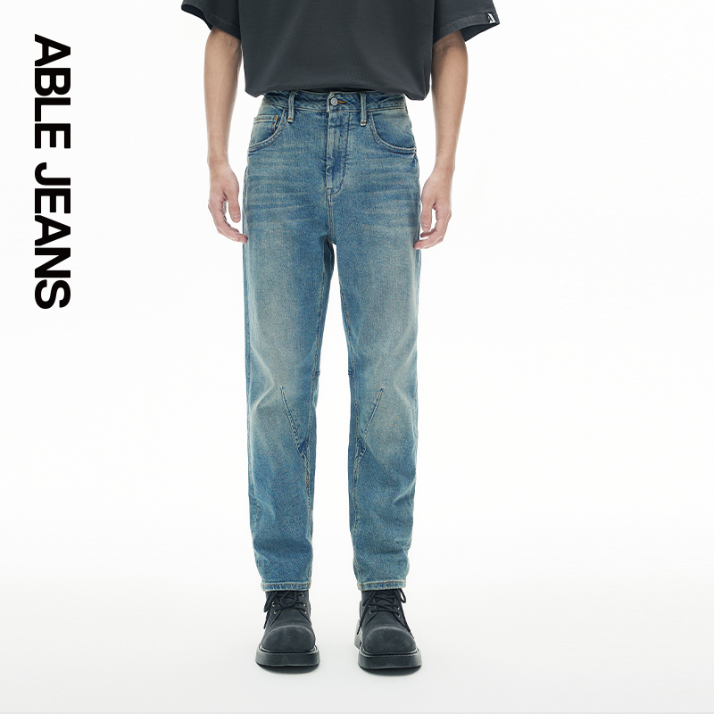 ABLE JEANS【立体锥形裤】男士时尚百搭经典锥形牛仔裤 - 图0