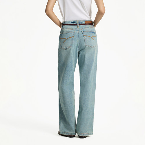 ABLE JEANS【大直筒裤】春夏新款女士水洗复古显瘦宽松阔腿牛仔裤 - 图0