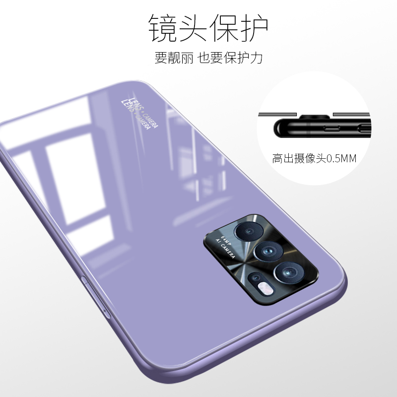 适用opporeno6手机壳reno6pro+高档玻璃reno6网红新款潮牌曲屏新男女款5g曲面屏套的ooporeno6外壳0pp0后oppo - 图3