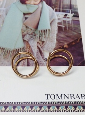 38元包邮 cos otherstories风 极简 设计 双环 戒指 金色关节戒女