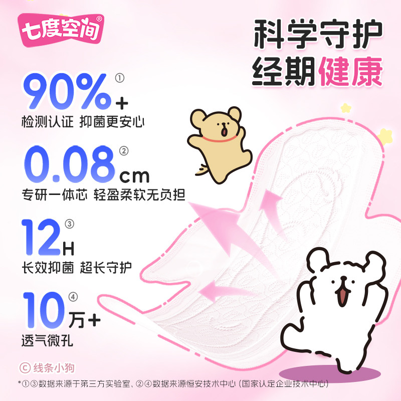 【惊喜新势力周】七度空间极薄透气卫生巾4组99.8姨妈巾日夜组合