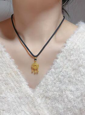 沙金平安锁吊坠女款金店同款福字如意锁仿真黄金宝宝长命锁高端货