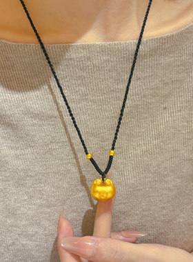 越南沙金小胖福吊坠金包银毛衣链