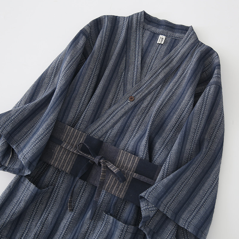 纯棉日式和风条纹复古秋女女浴衣 fanduo梵朵睡衣/家居服套装