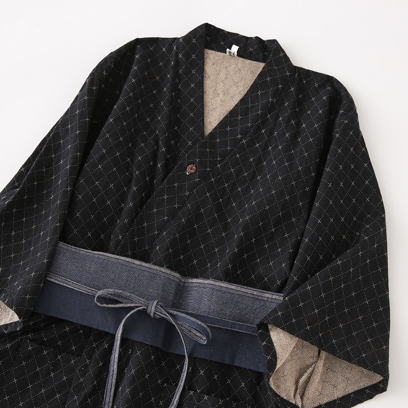 日式和风绗缝睡袍复古男双层棉睡衣 fanduo梵朵睡衣/家居服套装