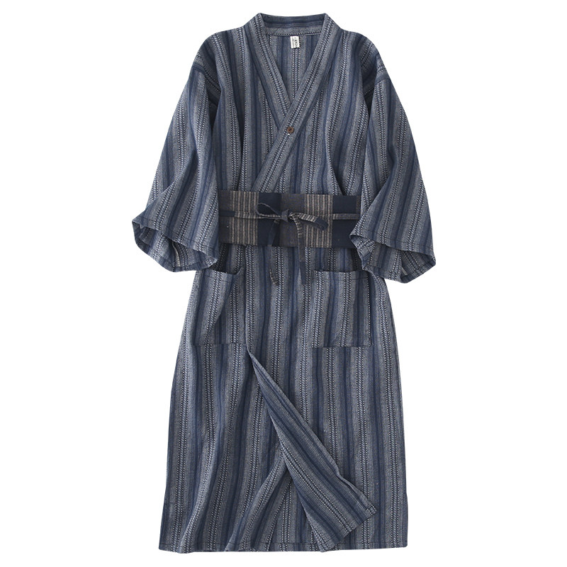 纯棉日式和风条纹复古秋女女浴衣 fanduo梵朵睡衣/家居服套装
