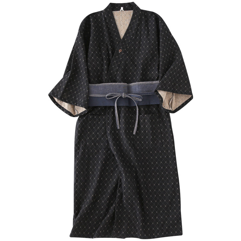 日式和风绗缝睡袍复古男双层棉睡衣 fanduo梵朵睡衣/家居服套装