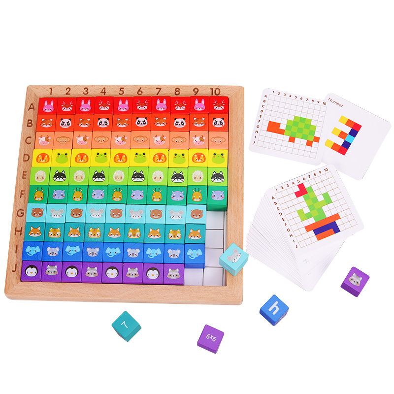 儿童玩具益智木质拼图右脑思维开发1-100粒彩色正方体拼装搭积木 - 图3