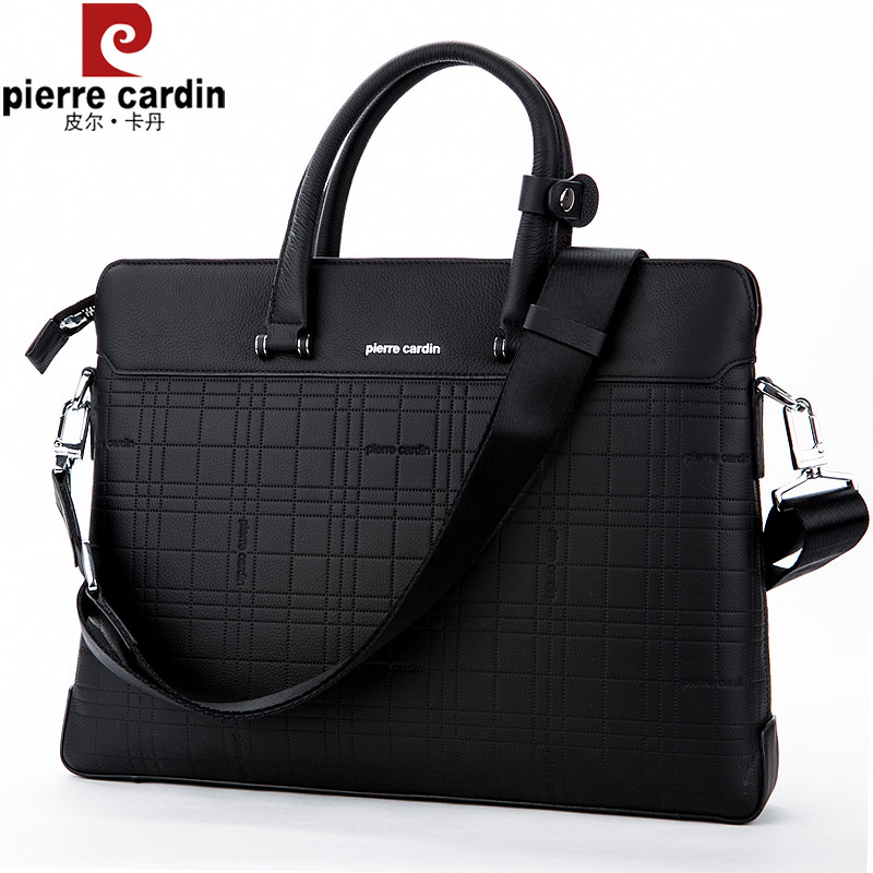 皮尔卡丹男士手提包横款公文包 麦带箱包男士包袋
