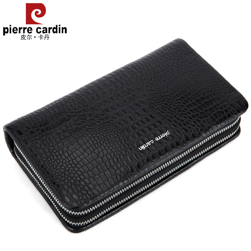 皮尔卡丹男士羊皮真皮手拿包男包 麦带箱包男士包袋