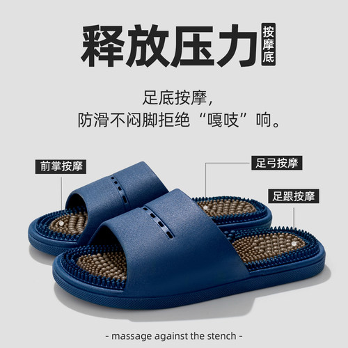 利达妮按摩拖鞋男士家居新款外穿防滑防臭室内脚底足疗凉拖男式夏 - 图2