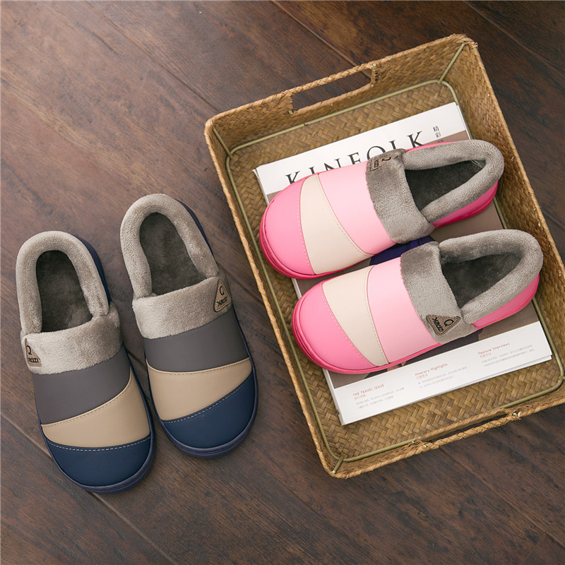 tzldn旗舰店秋冬季居家棉拖鞋家用男士包跟防水厚底室内家居保暖毛棉鞋冬天女3