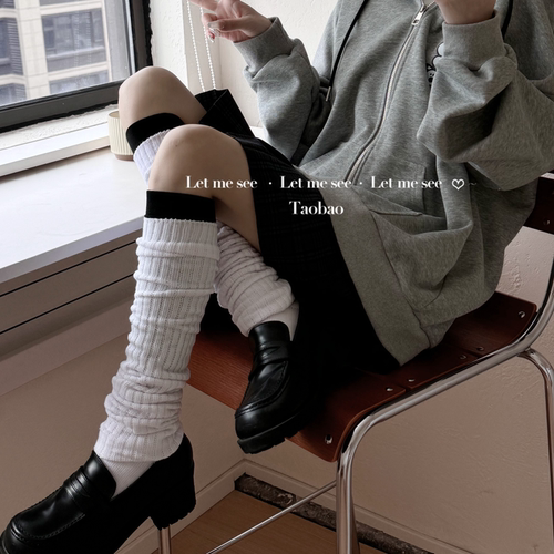 LET ME SEE 日系涉谷jk堆堆棉大象袜 古早校供制服小腿女泡泡袜 - 图0