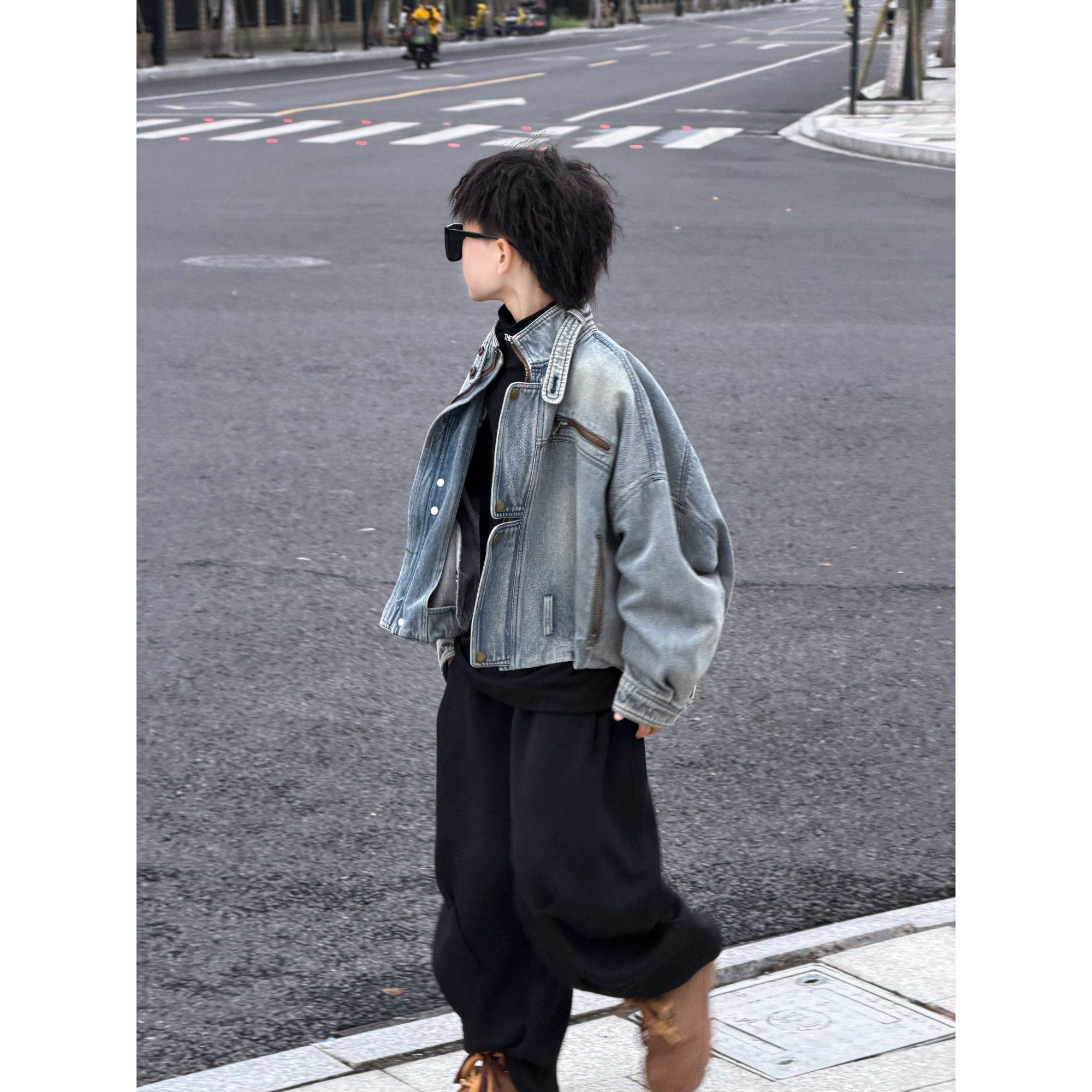 THE LUHAN【痞帅男友】秋冬港风潮酷亲子装中大童牛仔外套25675,淘宝优惠券,粉丝福利购,淘宝优惠卷