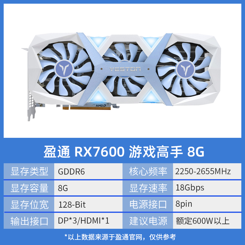 AMD蓝宝石/盈通 RX 7600/6650XT/6750GRE10G全新台式电脑游戏显卡-图3