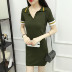 Mùa xuân và hè 2019 cổ áo POLO mới đan Một chiếc váy của phụ nữ trong phần dài màu kết hợp với váy ngắn tay thon - váy đầm các mẫu đầm đẹp 2021 váy đầm