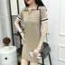Mùa xuân và hè 2019 cổ áo POLO mới đan Một chiếc váy của phụ nữ trong phần dài màu kết hợp với váy ngắn tay thon - váy đầm các mẫu đầm đẹp 2021 váy đầm
