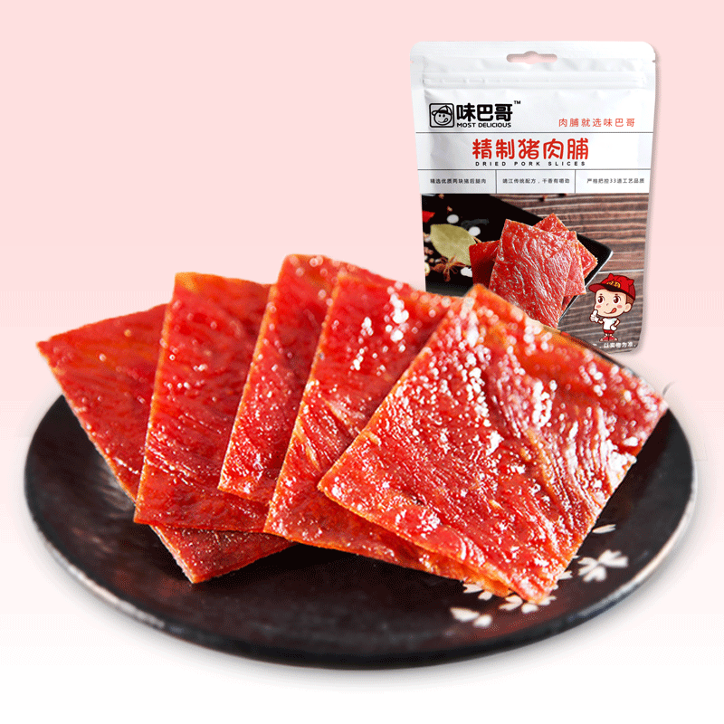 味巴哥-靖江原味猪肉脯特产500g一斤香辣蜜汁猪肉干肉铺肉类零食 - 图0