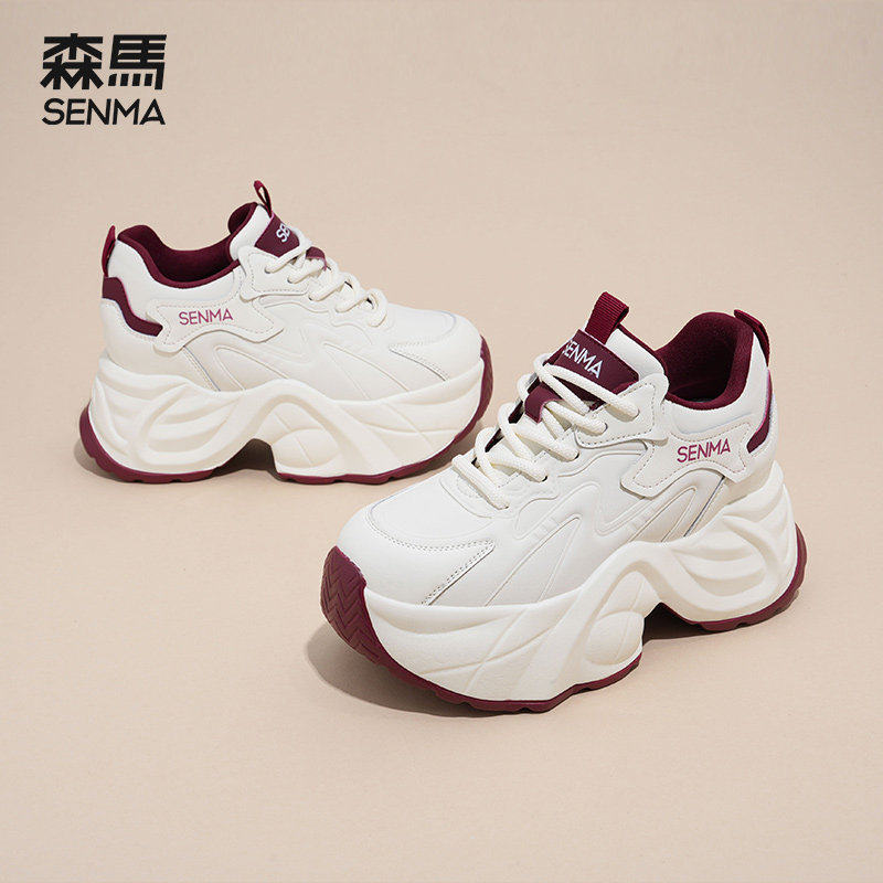 森马厚底老爹鞋女2025新款平底不增高白色防滑鞋子百搭轻便运动鞋,淘宝优惠券,粉丝福利购,淘宝优惠卷