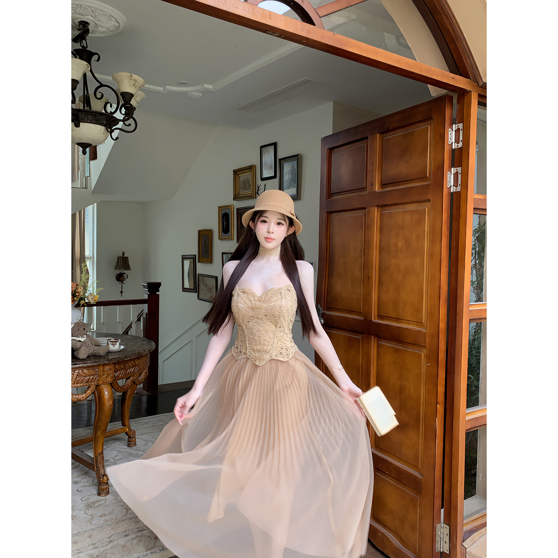 项天鹅er 富家千金小洋装女套装2025冬季法式蕾丝抹胸上衣半身裙,淘宝优惠券,粉丝福利购,淘宝优惠卷