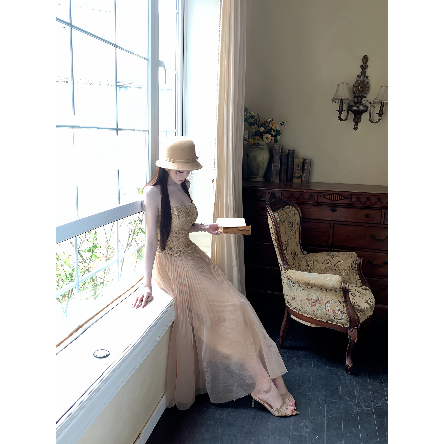 项天鹅er 富家千金小洋装女套装2025冬季法式蕾丝抹胸上衣半身裙,淘宝优惠券,粉丝福利购,淘宝优惠卷