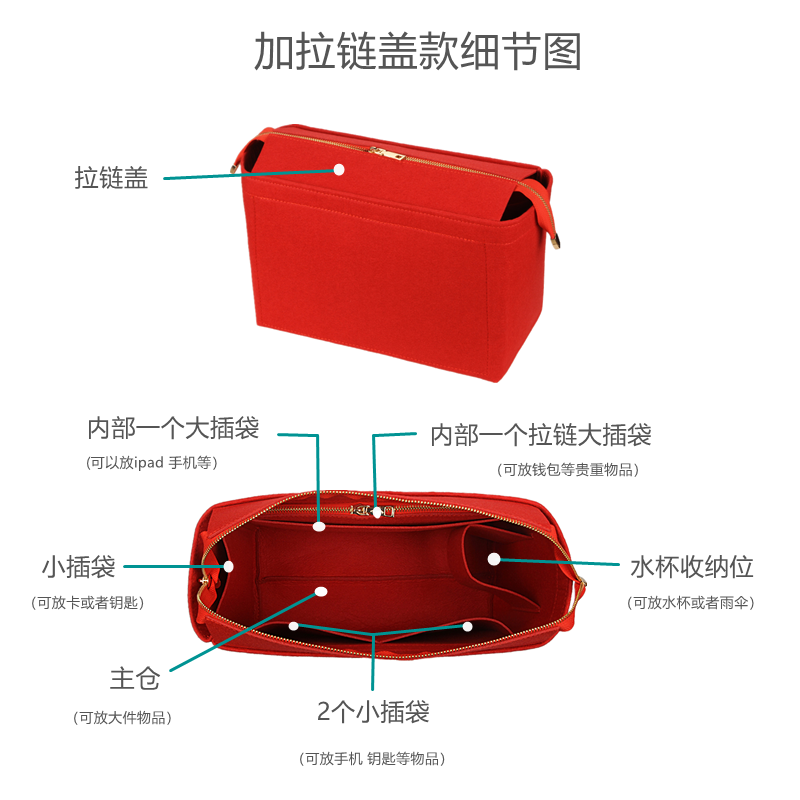 定做适用于coach蔻驰菜篮子内袋新款马车托特包内胆带拉链包撑衬 - 图1