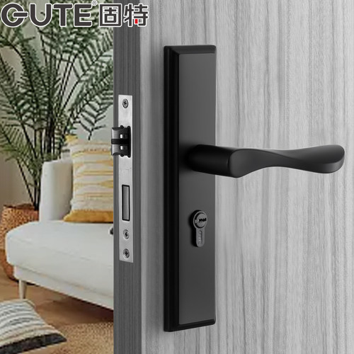 固特卧室门锁室内房间门锁家用通用型木门把手柄免改孔不锈钢锁具 - 图2
