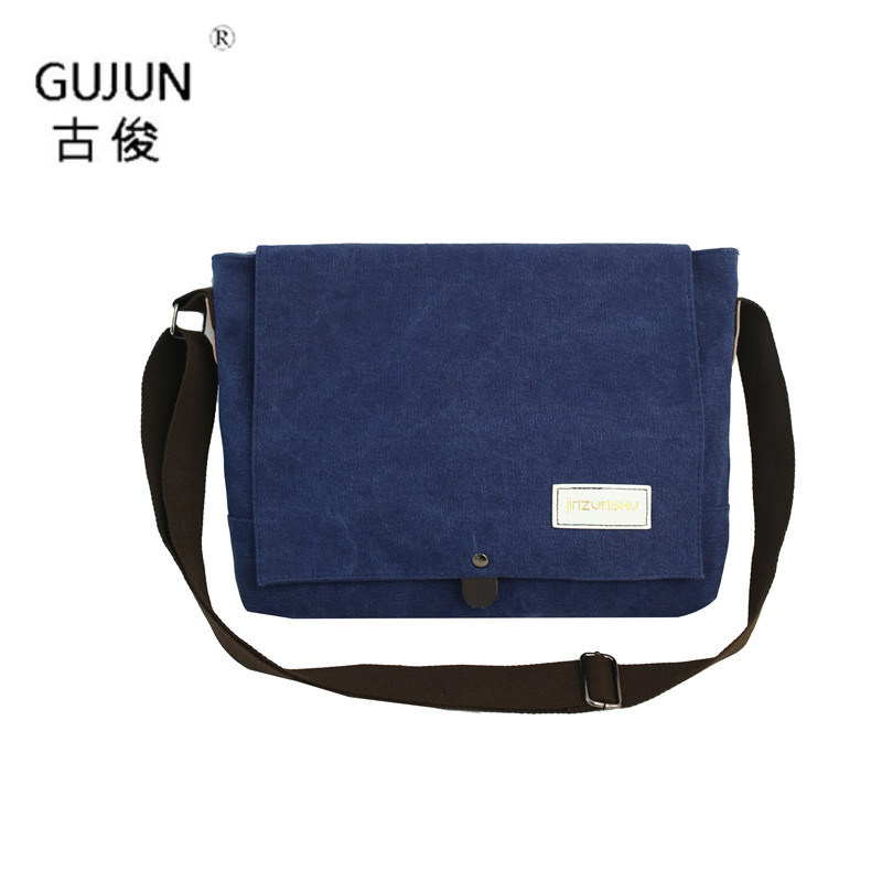 经典帆布邮差包日系工装休闲男士斜挎包复古ins小挎包男潮电脑包 - 图0