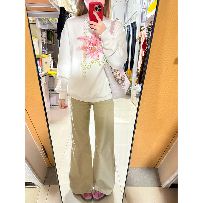 加绒加厚卡其色微喇牛仔裤女秋冬季辣妹高腰显瘦直筒喇叭拖地长裤,淘宝优惠券,粉丝福利购,淘宝优惠卷